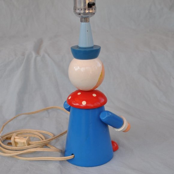 underwriters' laboratories vintage nursery desk light blue wood clown (w582) - Picture 5 of 13